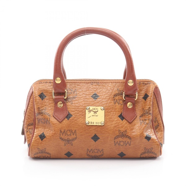 MCM Vicetos Handbag PVC coated canvas leather Brown Used Women