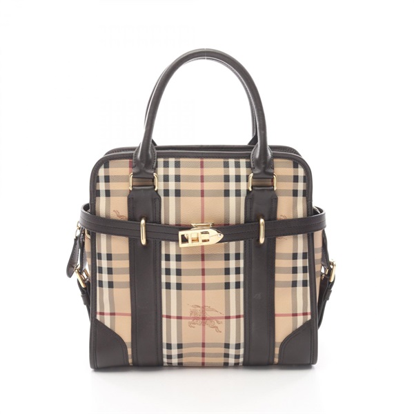 BURBERRY Nova Check Handbag 3857533 canvas leather Beige Brown Multicolor Used