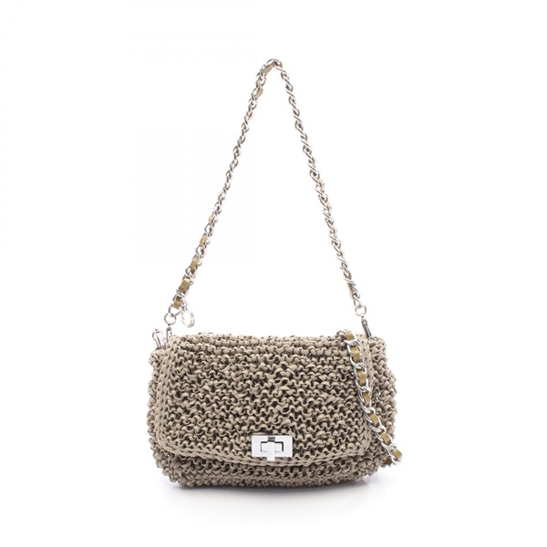 ANTEPRIMA Luckett Wire 2Way Shoulder Bag canvas Patent leather Beige Used