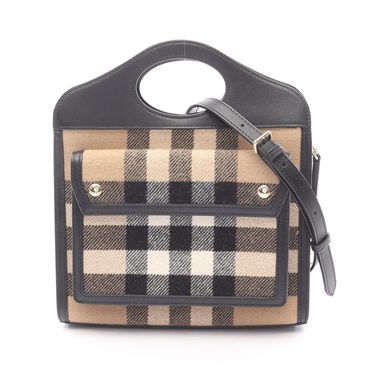 BURBERRY Mini pocket Shoulder Crossbody Handbag 8035839 leather cashmere Used
