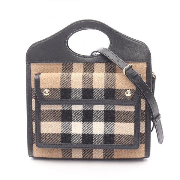 BURBERRY Mini pocket Shoulder Crossbody Handbag 8035839 leather cashmere Used
