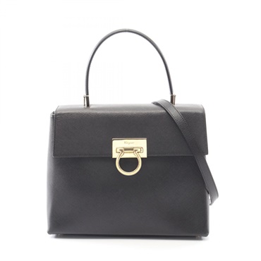 Salvatore Ferragamo Gancini shoulder Handbag leather Black Used Women