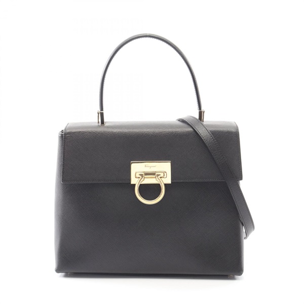 Salvatore Ferragamo Gancini shoulder Handbag leather Black Used Women