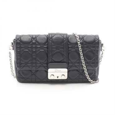 Christian Dior New Lock Cannage Chain Shoulder Crossbody Bag leather Black Used