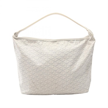GOYARD fidge hobo Shoulder Bag canvas leather White Gray Used Women