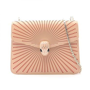 BVLGARI Serpenti Forever Chain Shoulder Crossbody Bag leather Pink Used Women