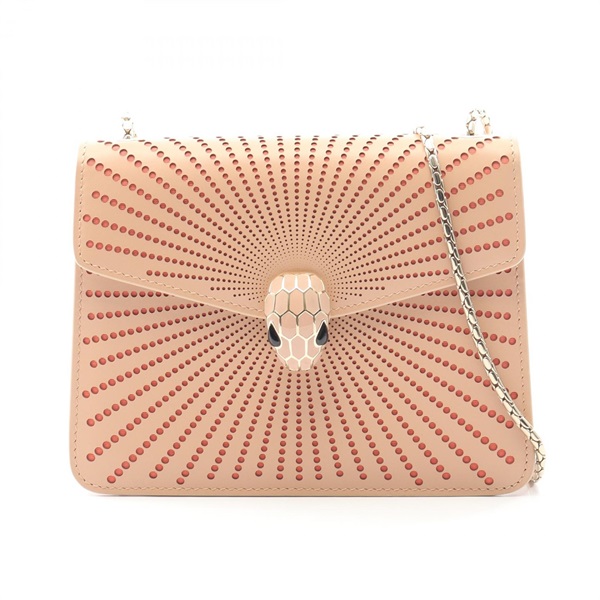 BVLGARI Serpenti Forever Chain Shoulder Crossbody Bag leather Pink Used Women