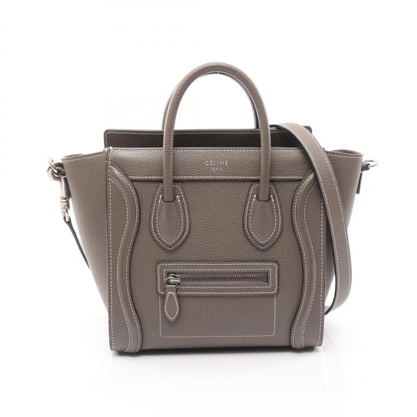 CELINE Luggage Nano Shopper Crossbody Shoulder Handbag 168243DRU leather Used