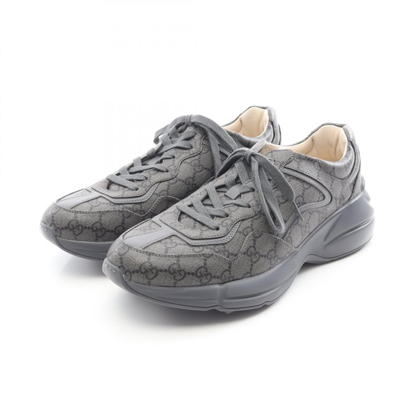 GUCCI Ryton sneakers shoes #11 PVC coated canvas leather Gray Used mens