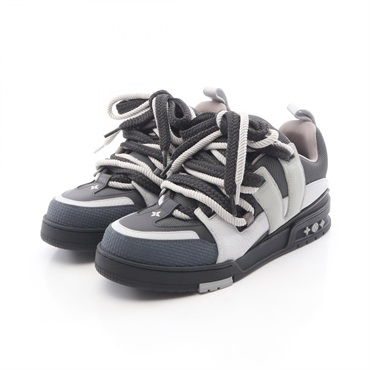 LOUIS VUITTON LV Skate Line Sneakers Shoes #7 leather Fabric Black Gray Used