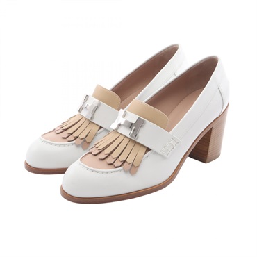 HERMES Elysee 70 Pumps heel Loafers 221066Z leather White Beige Used #36 1/2