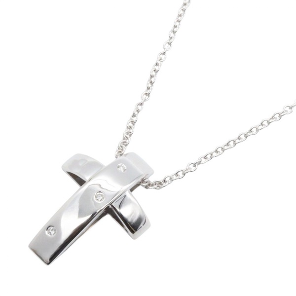 PIAGET Possession Cross Necklace 3PD Pendant 18KWG White Gold Used Women