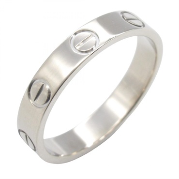 CARTIER Mini Love Ring 18KWG White Gold Used unisex US size 5 #50