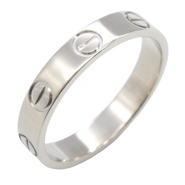 CARTIER Mini Love Ring 18KWG White Gold Used unisex US size 5 #50