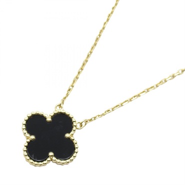 Van Cleef & Arpels Vintage Alhambra Onyx Necklace 18KYG Yellow Gold Black Used