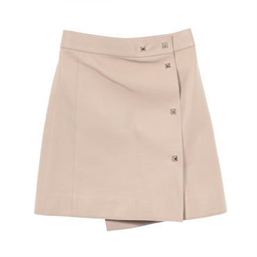 HERMES mini studes skirt leather Pink Used Women #34