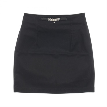 HERMES Mini skirt #36 cotton Black Used Women