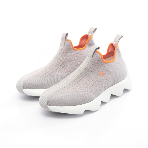 HERMES Eclair Sneakers Shoes #36 Fabric Gray Orange Orange Used mens