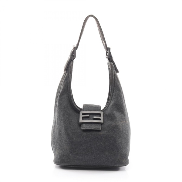FENDI Handbag Cotton jersey Gray Used Women