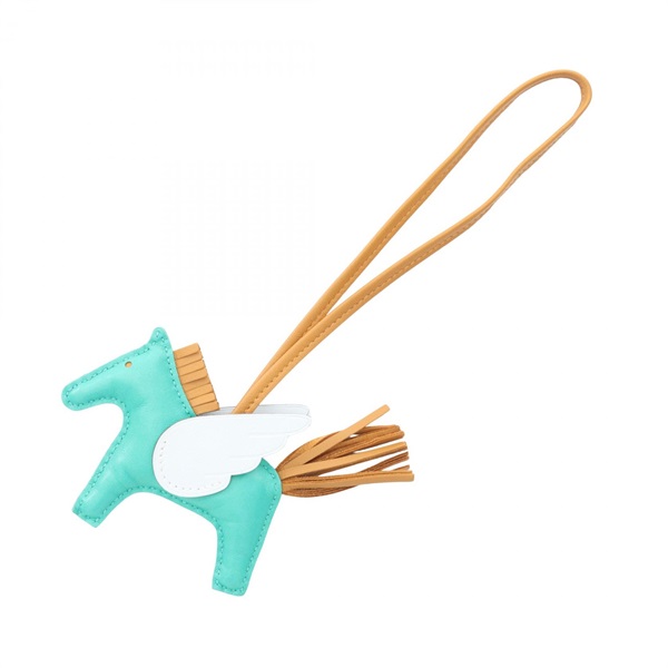 HERMES Rodeo Pegasus PM Bag charm Agneau milo Swift leather Green Brown Used Z