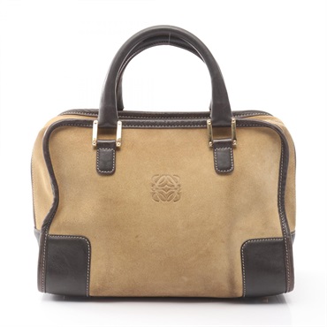LOEWE Amazona 28 Handbag Suede leather Beige Brown Used Women