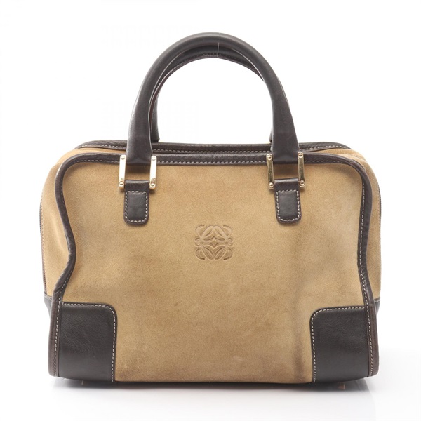 LOEWE Amazona 28 Handbag Suede leather Beige Brown Used Women