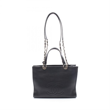 CHANEL COCO Mark Chain Shoulder Handbag leather Black GHW Used Women CC