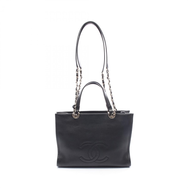 CHANEL COCO Mark Chain Shoulder Handbag leather Black GHW Used Women CC