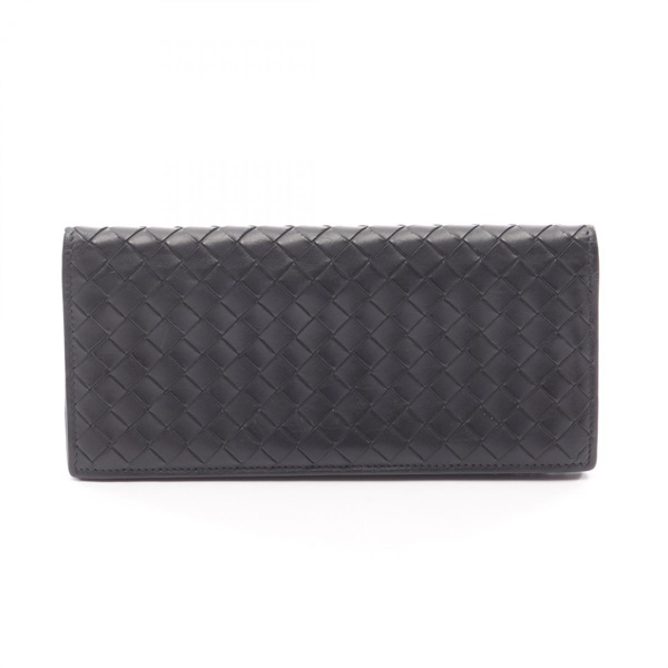 BOTTEGA VENETA Intrecciato Bifold long purse wallet leather Black Used mens