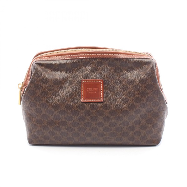 CELINE Macadam Pouch Clutch Bag leather PVC Brown Used Women
