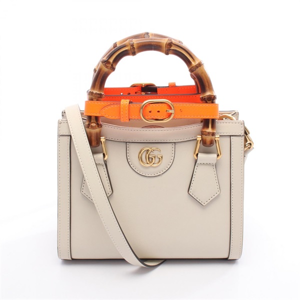 GUCCI Diana Mini GG Marmont Shoulder Crossbody Handbag 655661 leather Beige Used