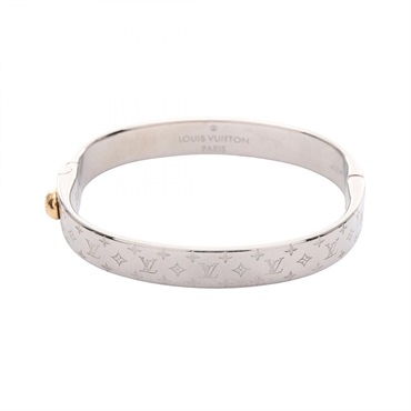 LOUIS VUITTON Cuff Nanogram Bangle Bracelet M00249 Gold Plated Used Women LV