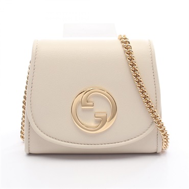 GUCCI Blondie medium Chain Shoulder Crossbody Bag 725219 leather Beige Used