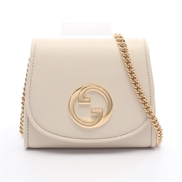 GUCCI Blondie medium Chain Shoulder Crossbody Bag 725219 leather Beige Used