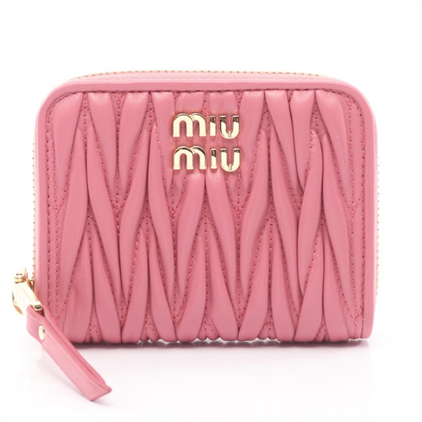 Miu Miu MATELASSE'MIU coin purse compact wallet 5MM268AFPPF0638 leather begonia
