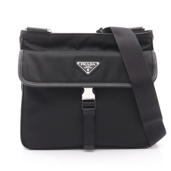 PRADA RE-NYLON TESSUTO+SAFFIANO Shoulder Bag leather Black NEW Triangle Logo