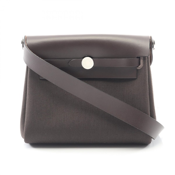 HERMES Herbag Zip Mini Shoulder crossbody Bag W Toile Military hunter Ebene SHW