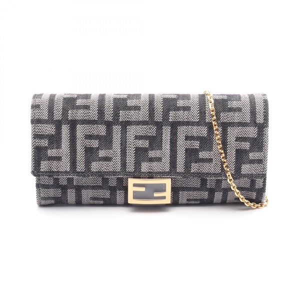 FENDI Baguette Wallet on Chain FF Jacquard Shoulder Bag 8M0365AUT4F1UJ5 Navy NEW