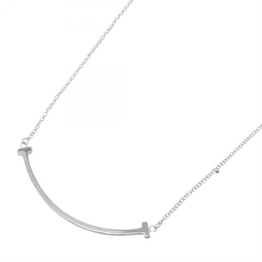 TIFFANY＆CO T Smile Small Necklace 18KWG White Gold 40/45cm Used Women