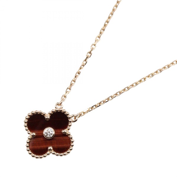 Van Cleef & Arpels Vintage Alhambra Bullseye 1PD Diamond Necklace 18KRG Used