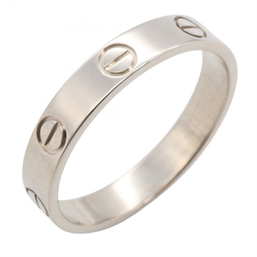 CARTIER mini love Ring 18KWG White Gold #55 Used  Unisex US Size 7.25
