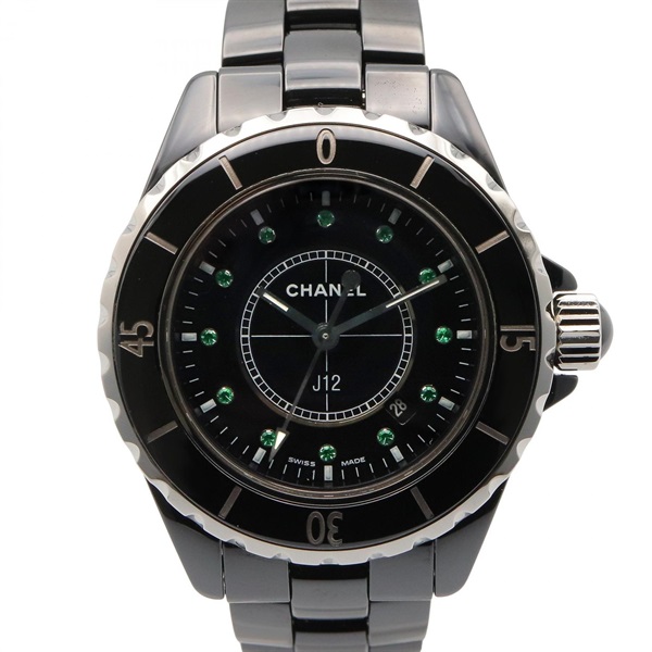 CHANEL J12 10th Anniversary Wrist Watch H2679 Quartz ceramic Emerald Used Women