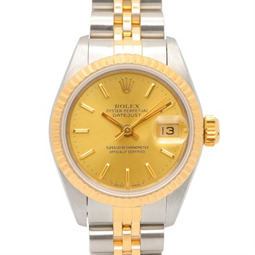 ROLEX Datejust E Champagne Bar Wrist Watch 69173 Automatic 18KYG SS Used Women