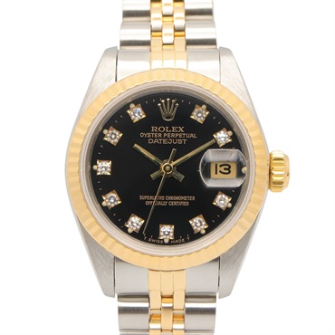 ROLEX Datejust 10P Diamond R Wrist Watch 69173G Auto 18KYG Gold SS used women