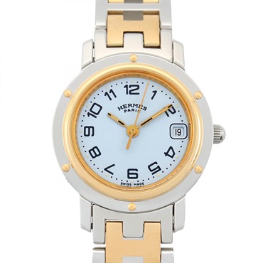 HERMES Clipper Wrist Watch CL4.220 Quartz Gold Plated Stainless Steel Used Women