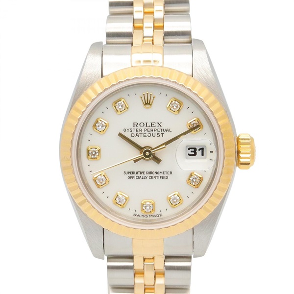 ROLEX Datejust 10P Diamond X Wrist Watch 69173G Auto 18KYG Gold SS Used Women