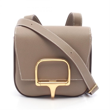 HERMES della cavalleria mini Shoulder crossbody Bag U 082226CC Epsom Etoupe GHW