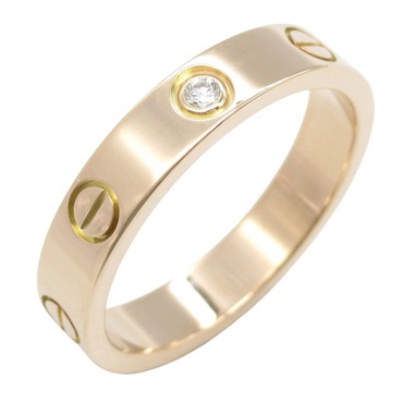 CARTIER Mini Love 1PD Diamond Ring 18KRG Used #52 Women US Size 5.75