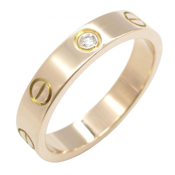 CARTIER Mini Love 1PD Diamond Ring 18KRG Used #52 Women US Size 5.75