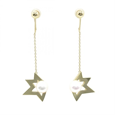 TASAKI Akoya Pearl Clip-on Earrings 18KYG Yellow Gold White Used